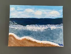 Buy Crashing Waves-Acrylic Painting On 9 By 12in Canvas Inspired By Hallsands Devon • 8£