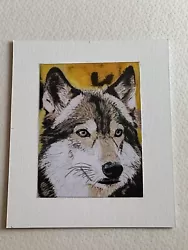 Buy Mark Leary  Art Watercolour Painting Sunset Wolf Portrait • 12£