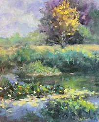 Buy HELEN TARR ORIGINAL  Lily Pond Frampton On Severn  River Cotswolds OIL PAINTING • 950£