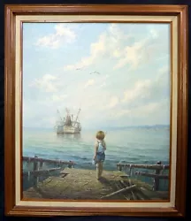 Buy David Cox R.W.S Nautical Oil Painting Of Boy Fishing At Sea With Ships 1783-1859 • 253.21£