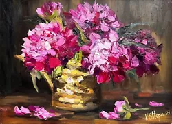 Buy Blooming Flowers Peonies Wildflower Painting Original Oil Impression Signed Art • 53£