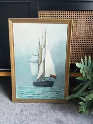Buy Vintage Antique Style Sir Winston Churchill Yacht Boat Oil Painting On Board  • 74.99£