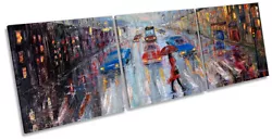 Buy City Street Scene Paint Repro Picture CANVAS WALL ART Triple Print • 54.99£