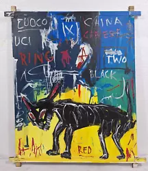 Buy Jean-michel Basquiat Acrylic On Canvas 1982 With Tied Wood Supports 39 X 33 In. • 388.22£