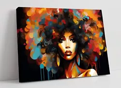 Buy Black Lady With Big Rainbow Afro Painting -framed Canvas Wall Art Picture Print • 59.99£
