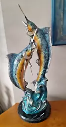 Buy Marlin Fish Statue Sculpture Nautical Decor 2 Blue Marlins Jumping 24 Inch High • 651.18£