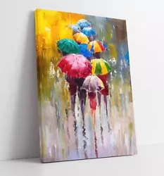 Buy Colourful Umbrella Dripping Paint Rain-deep Framed Canvas Wall Art Picture Print • 59.99£