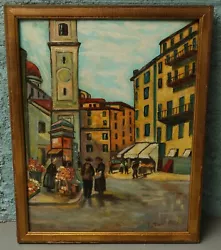 Buy Vintage France Villiage Market Scene Oil Painting On Board Signed R. NEWMAN • 122.53£