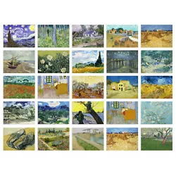 Buy 50 Pcs Vincent Van Gogh Art Aesthetic Paintings Art A6 Set Pack - 14.8 X 10.5 Cm • 13.99£
