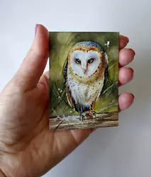 Buy Original Not A Print ACEO. Miniature .Signed. Barn Owl & Butterfly . Collectable • 12£