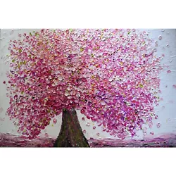 Buy CHERRY SAKURA Pink Blossom Impasto Oil Abstract Painting Original Art Spring • 664.72£