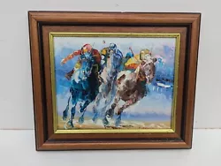 Buy Anthony Veccio Oil On Canvas Painting Horses & Jockeys On Race Track 13  X 11  • 69.99£