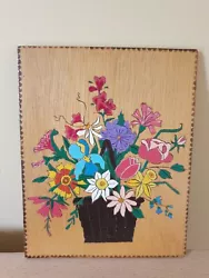 Buy Quirky Vintage Painting Of Flowers On Wood Board 10  X 8 . • 6£