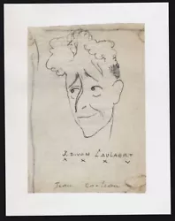 Buy Jean Cocteau Poet Painter Poet Novelist Portrait Drawing Van Caulaert • 555.56£