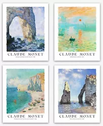 Buy Claude Monet Wall Art - Monet Paintings Of Seaside Set Of 4 Beach Seaside • 11.99£