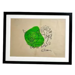 Buy KEITH HARING Original Pop Art Painting Paper Untitled Pig Framed 1985 • 1,371.55£