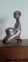 Buy Vintage Unique Wooden Padaung Sculpture Hand Carved Woman With Neck Coils • 58£