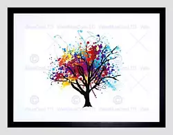 Buy Painting Illustration Abstract Colourful Tree Splash Framed Art Print B12x12881 • 26.99£