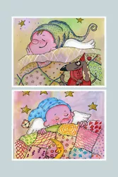 Buy 2 Pic With Sleeping Angels Handpainted Acrylic Pictures For Children Doctor Offi • 40.77£