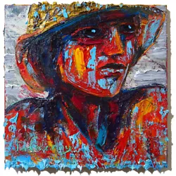 Buy Original Oil█painting█vintage█art█signed '24 Outsider Beach Woman Girl Hat Fauve • 270.74£
