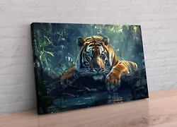 Buy Tiger In Jungle Water Cat Animal Canvas Wall Art Painting Picture Poster Print • 19.99£
