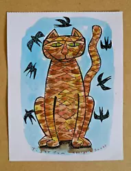 Buy Original Watercolour Painting Of Cat  'Tiger Tom' Signed Georgina Scott • 14£