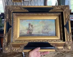 Buy Antique Carvers And Gilders Gold Baroque Framed Nautical Ships Seascape Painting • 65£