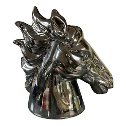Buy Wild Horse Head Sculpture Ceramic Silver Metal Finish 11 X11 X5.5  Beautiful • 93.94£
