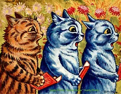 Buy Three Cats Singing 8.5x11  Photo Print Louis Wain Whimsical Painting Fine Art • 7.72£