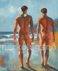Buy Original Hand Painted Artwork Oil Painting Gay Man Male Nude • 271.81£