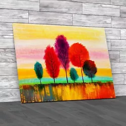 Buy Abstract Colourful Trees Paint Effect Canvas Print Large Picture Wall Art • 41.95£