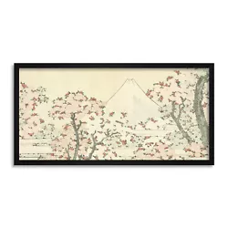 Buy Hokusai Fuji And Cherry Blossom Japanese Painting Long Framed Wall Art 25X12 In • 29.99£