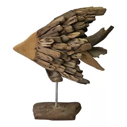 Buy Driftwood Fish Sculpture Angelfish Ocean Art Marina Beach Nautical Fish Decor • 106.19£