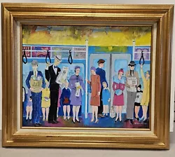 Buy Original BILL MARLIEB Painting 1930s NYC SUBWAY RIDERS Colorful Folk Art FRAMED • 1,397.90£