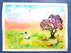 Buy Original Watercolour Painting,Sheep In The Meadow By Chris Clarke 7 X6  • 3.95£