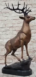 Buy Large Hot Cast Standing Stag Deer Bronze Animal Statue Garden Ornament • 325.71£