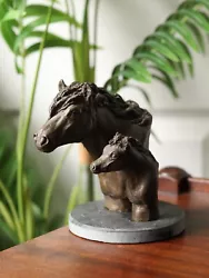 Buy Double Horse Head Sculpture Limited Edition 82/ 750 Slate Base Horse Bust • 39£