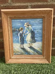 Buy Original Oil On Canvas Mother Child Beach Sea Side Costal Signed G Gilbert • 24.99£