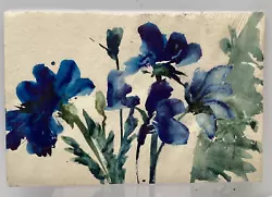 Buy Michelle Lester Anemones Blue 1987 Watercolour Painting 18inx12in Pan Am Flowers • 100£