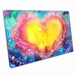 Buy Love Heart Abstract Colourful Rainbow Watercolour Splatter Painting Print Canvas • 10.78£
