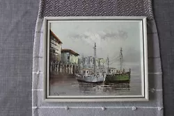 Buy Original Oil Painting Fishing Boats In Harbour By W.Jones FRAMED (9  * 10 ) • 27.50£