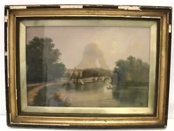 Buy J. LEWIS Boats On River WIth Bridge SIGNED ORIGINAL Oil Painting FRAMED - B65 • 9.99£