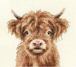 Buy HIGHLAND COW CALF Full Counted Cross Stitch Kit, Farm Embroidery Sewing *FIDO • 10.95£
