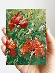 Buy Poppies Oil Painting Poppy Field Artwork Plein Air Original Art Red Wild Flowers • 27.08£