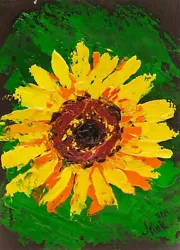 Buy Sunflower Oil Painting Flower Original Wall Art Small Floral Artwork Abstract • 22.87£