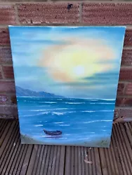 Buy 🎨 Rowboat On The Beach On Canvas Bob Ross Style Painting UK Artist 20 X16  • 10.99£