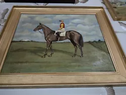 Buy Oil Painting Race Horse Winner Midday Sun Derby 1937 Jockey Riding Signed Framed • 299.99£