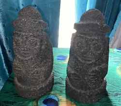 Buy Vintage Large 8” Tiki Hand Carved Black Lava Rock Pumice Stone Sculpture Figures • 29£