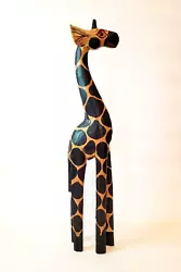 Buy Handsome Vintage Hand Carved And Painted Wood Giraffe Figurine 15  Tall • 24.43£