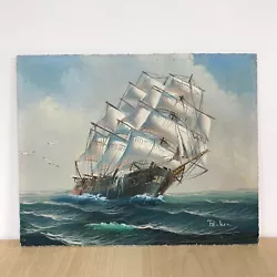 Buy Original Sailing Ship Oil Painting On Board Signed - Seascape Ocean Scene 10x8  • 28.95£